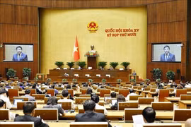越南第十五届国会第十次会议场景。图自越通社