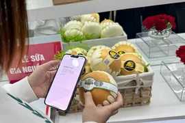消费者查看产品的产地和来源。图自Vietnam+