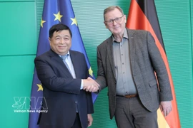 越南政府副总理阮志勇会见德国联邦议院副议长博多·拉梅洛。图自越通社