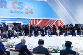 2024年10月，越南政府总理范明政出席金砖国家领导人扩大会议并发表讲话。图自越通社