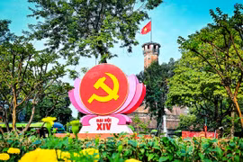 首都河内彩旗鲜花飘扬喜迎越南共产党第十四次全国代表大会。图自nhandan.vn