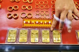 附图：9月11日下午越南国内金条价格下跌100万越盾/两。图自thanhtra.com.vn