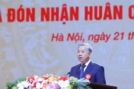 越共中央总书记苏林发表讲话。图自越通社