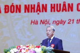 越共中央总书记苏林发表讲话。图自越通社