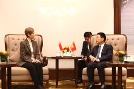 越南科学技术部部长阮孟雄会见新加坡数码发展及新闻部长约瑟芬·张。mst.gov.vn
