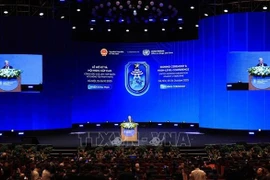 联合国秘书长安东尼奥·古特雷斯（António Guterres）在《河内公约》开放签署仪式上发表讲话。图自越通社