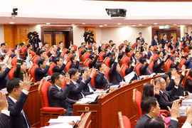 越共中央委员出席大会。图自越通社
