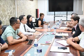 越南电视台代表团会见古巴社会信息与传播委员会。图自越通社