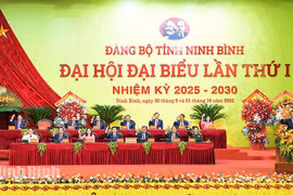主席团表决通过越共宁平省委第一次代表大会决议（2025-2030年任期）决议。图自越通社