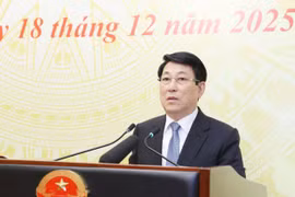 越南国家主席梁强出席会议并发表讲话。图自越通社