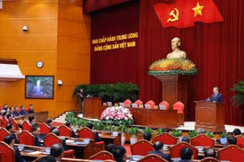 越共十三届十二中全会现场。图自越通社