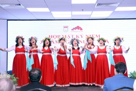 胡志明市越俄友好协会成员表演的节目。图自越通社