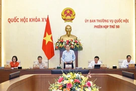 国会主席陈青敏在国会常务委员会第五十次会议上发表讲话。图自越通社