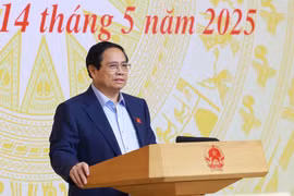 政府总理范明政发表讲话。图自越通社
