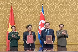 越南通讯社与朝鲜中央通讯社签署合作协议。图自越通社
