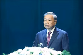 越共中央总书记苏林发表讲话。图自越通社