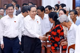 国会主席陈青敏在第十五届国会第十次会议后开展接待选民活动。图自越通社