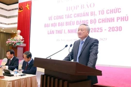 越南政府常务副总理阮和平发表讲话。图自越通社