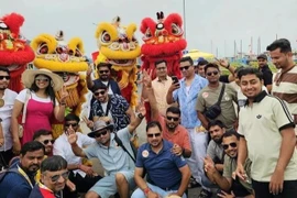 印度游客前往下龙湾观光旅游。图自nhandan.vn