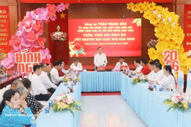 国会主席陈青敏向芹苴市优抚家庭和贫困户拜年。图自越通社