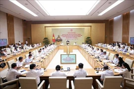 第18-NQ/TW号决议三年实施情况及2024年《土地法》一年执行成效总结会议现场。图自越通社
