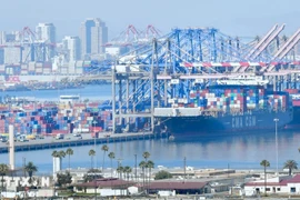 美国加利福尼亚州长滩货运港口。图自AFP/越通社