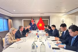 越南工贸部部长黎孟雄与新西兰贸易与投资部部长托德·麦克雷举行双边座谈。图自越通社