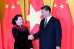阮氏金银主席会见中共中央总书记、国家主席习近平