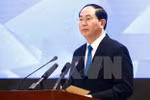 越南国家主席陈大光在会上发表讲话。（图片来源：越通社）
