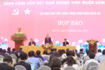 越共中央总书记、越南社会主义共和国主席苏林主持记者会，宣布会议结果。图自越通社