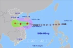 第四号台风的移动方向。图自越通社