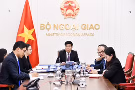 越南外交部副部长阮孟强同菲律宾外交部副部长艾雷拉·林通电话。图自外交部