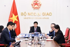 越南外交部副部长阮孟强同菲律宾外交部副部长艾雷拉·林通电话。图自外交部