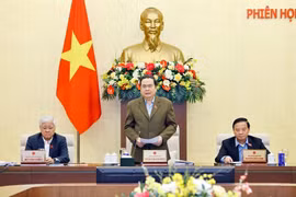 越南国会主席陈青敏发表讲话。图自越通社
