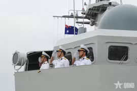 越南海军“光忠”016号舰抵达澳大利亚库纳瓦拉港。图自越南人民军报