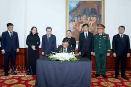 越南党和国家领导人吊唁老挝国会主席赛宋蓬·丰威汉同志