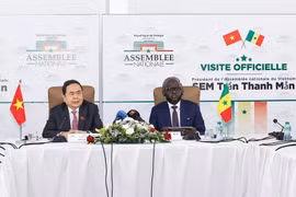 越南国会主席陈青敏与塞内加尔国民议会议长举行会谈。图自越通社