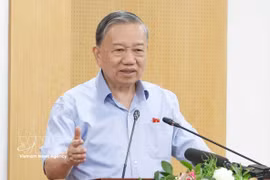 苏林总书记发表讲话。图自越通社