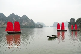 下龙湾与兰夏湾跨遗产区海上旅游线路正式开通。图自越通社