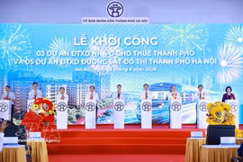 越南政府总理黎明兴出席河内市租赁住房与城铁项目开工仪式。图自越通社