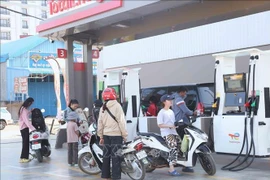 民众在柬埔寨东北部上丁省上丁市的一处加油站加油。图自越通社