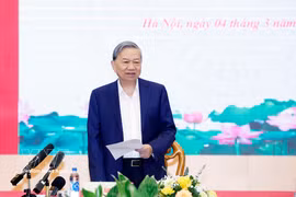 苏林总书记发表总结发言。图自越通社