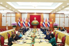 苏林总书记会见古巴全国人民政权代表大会主席拉索。图自越通社