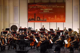 越中两国著名艺术家参加演出。图自越通社