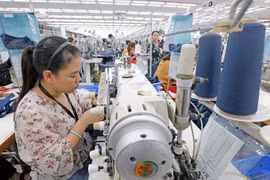 纺织品服装对越南出口活动做出重要贡献。图自越通社