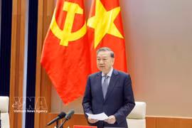 越共中央总书记苏林发表讲话。图自越通社