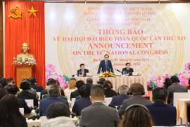 越共中央书记处书记、外交部部长黎怀忠在会上发言。图自越南外交部