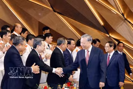 越共中央总书记、国家主席苏林在河内出席人民公安参谋力量传统日80周年纪念典礼。图自越通社
