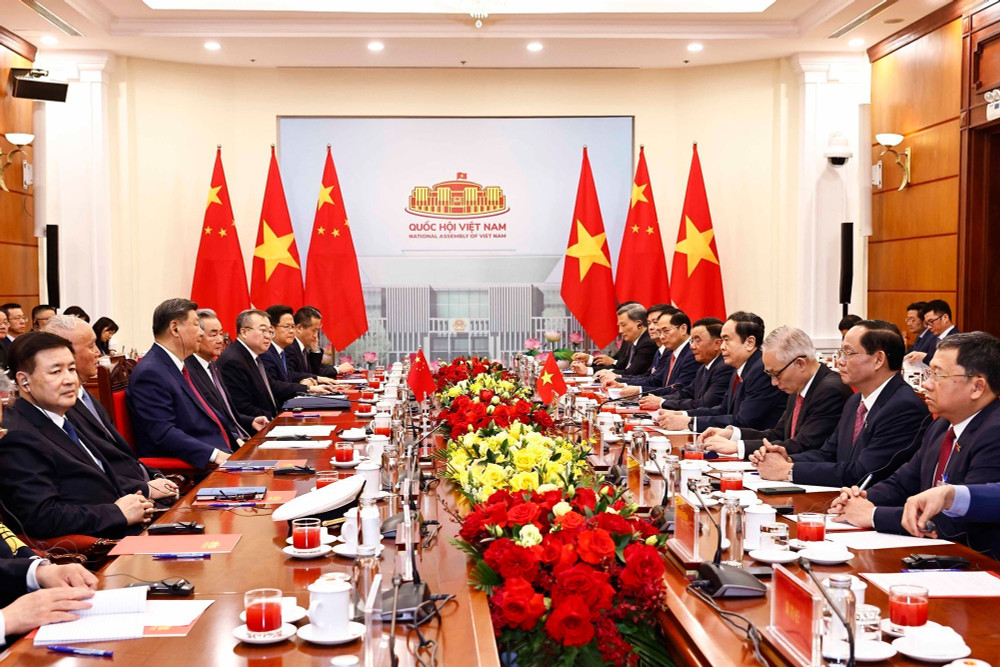 会见场景。图自越通社