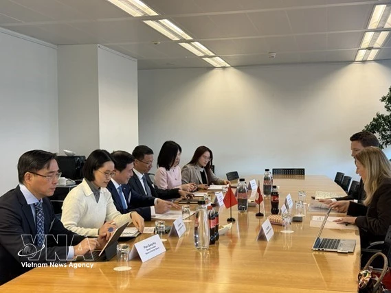 越南与瑞士代表团举行双边会晤。图自越通社